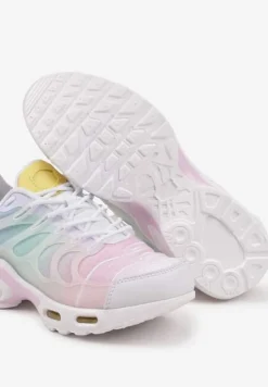 Biało-Różowe Buty Sportowe Sneakersy z Tłoczoną Cholewką Calzivis