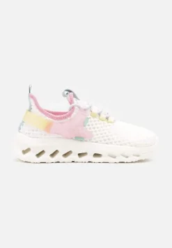 Biało-Różowe Buty Sportowe Sneakersy Siateczkowe na Tłoczonej Platformie Lurilia