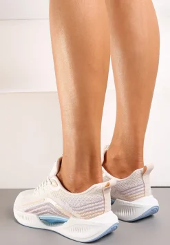 Biało-Różowe Buty Sportowe z Siateczki z Ozdobną Wstawką na Podeszwie Yllaria