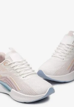 Biało-Różowe Buty Sportowe z Siateczki z Ozdobną Wstawką na Podeszwie Yllaria