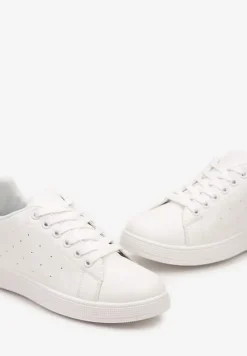 Biało-Różowe Casualowe Sneakersy na Płaskiej Podeszwie Aniefra