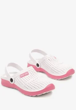 Biało-Różowe Klapki Piankowe z Wycięciami i Paskiem na Piętę Rissamae