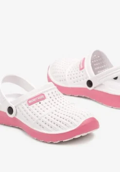 Biało-Różowe Klapki Piankowe z Wycięciami i Paskiem na Piętę Rissamae