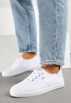 Biało-Różowe Klasyczne Tenisówki Vices ze Sznurowaną Cholewką Telisara