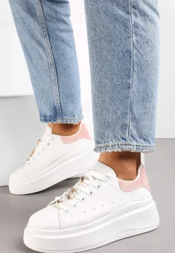 Biało-Różowe Sneakersy na Grubej Podeszwie Celessi