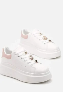 Biało-Różowe Sneakersy na Grubej Podeszwie Celessi