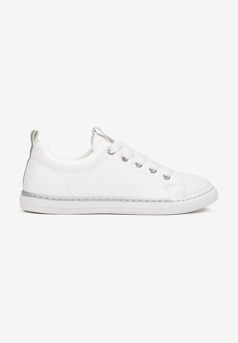 Biało-Srebrne Tenisówki z Metalicznymi Wstawkami Maritza