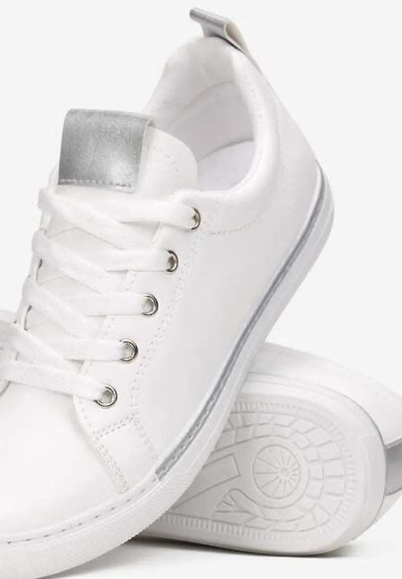 Biało-Srebrne Tenisówki z Metalicznymi Wstawkami Maritza