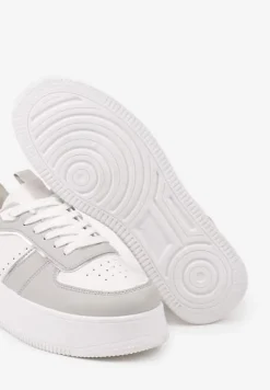 Biało-Szare Casualowe Sneakersy Vices na Niskiej Platformie Torila