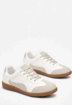 Biało-Szare Sneakersy z Ozdobnymi Przeszyciami przed Kostkę Redala