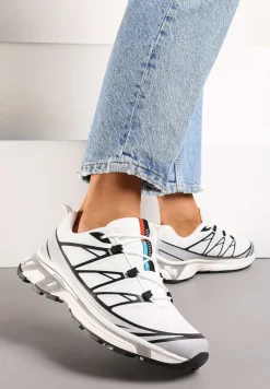 Biało-Szare Sneakersy z Ozdobnymi Wstawkami i Ściąganą Gumką Aineri