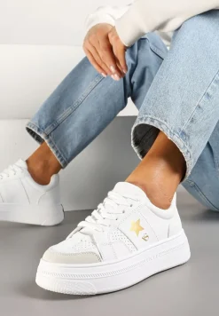 Biało-Złote Sneakersy Vices na Platformie z Gwiazdką Fenarra