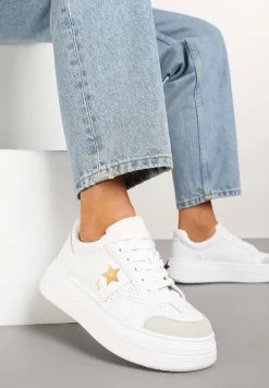 Biało-Złote Sneakersy Vices na Platformie z Gwiazdką Fenarra