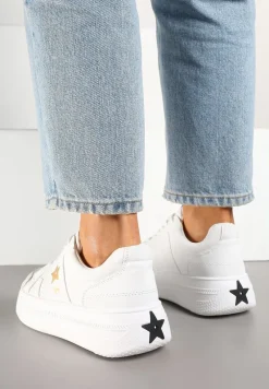 Biało-Złote Sneakersy Vices na Platformie z Gwiazdką Fenarra