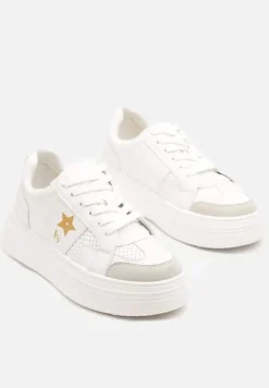 Biało-Złote Sneakersy Vices na Platformie z Gwiazdką Fenarra