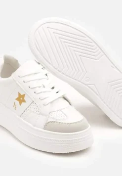 Biało-Złote Sneakersy Vices na Platformie z Gwiazdką Fenarra