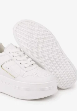 Biało-Złote Sneakersy Vices na Platformie Ozdobione Metalicznymi Aplikacjami Nelanil