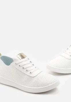 Biało-Złote Tenisówki przed Kostkę z Perforacją Rineli