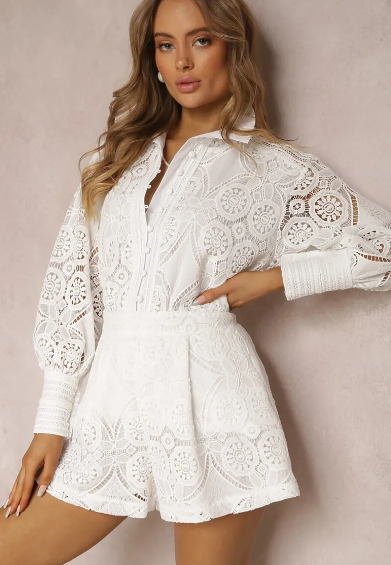 Biały 2-Częściowy Komplet Koronkowy Lolet