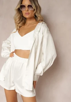 Biały 2-częściowy Komplet z Koszulą i Szortami Logsia