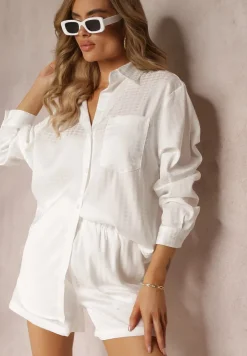 Biały 2-częściowy Komplet z Koszulą i Szortami Logsia