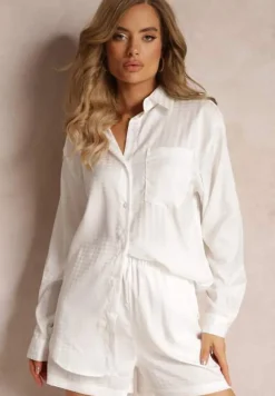 Biały 2-częściowy Komplet z Koszulą i Szortami Logsia