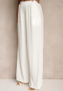 Biały Garniturowy Komplet z Kamizelką i Szerokimi Spodniami Filondia