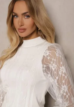 Biały Golf ze Wstawkami z Siateczki na Rękawach Yelira