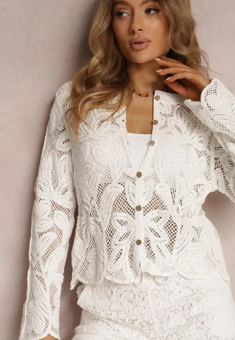 Biały Kardigan Bibsey