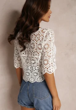 Biały Kardigan Narzutka Goslan