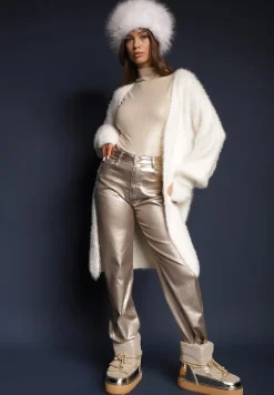 Biały Kardigan Niezapinany z Wełną i Wsuwanymi Kieszeniami Rianessa