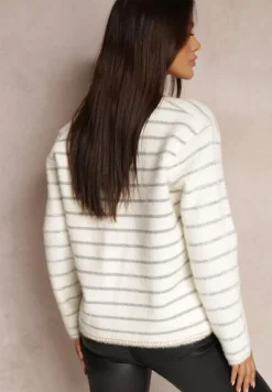 Biały Kardigan z Wiskozy na Guziki Bive