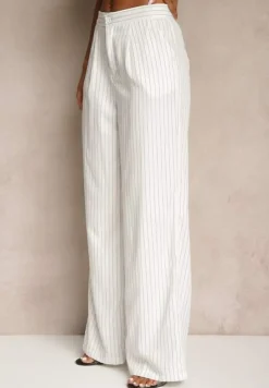 Biały Komplet w Garniturowym Stylu Spodnie Wide Leg i Kamizelka Onirette