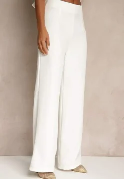 Biały Komplet z Wiskozą Spodnie o Szerokim Kroju i Asymetryczna Bluzka Dolessea