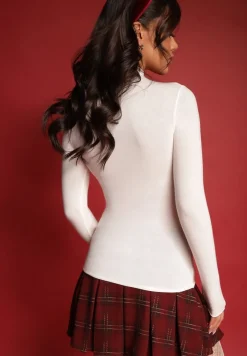 Biały Lekki Golf Bawełniany Tinthelia