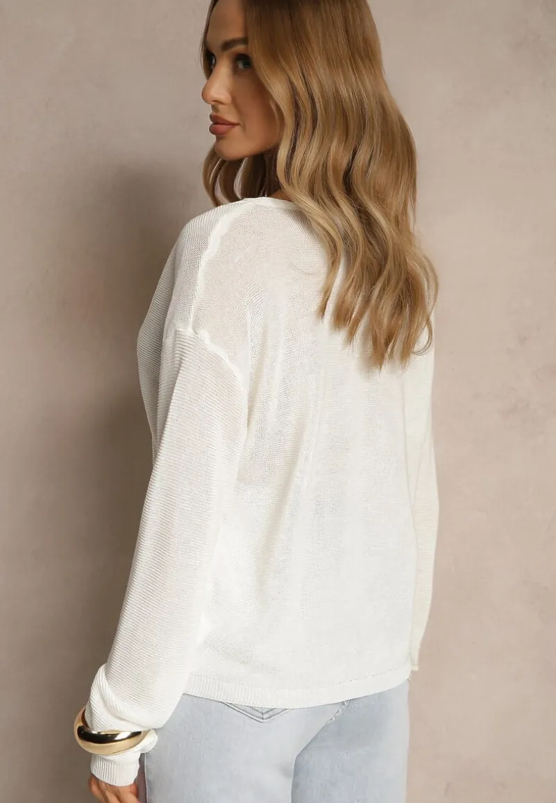 Biały Rozpinany Kardigan z Wiskozą Parvanis