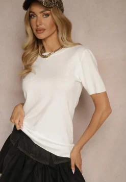 Biały Sweter Ozdobiony Ściągaczami Sanallia