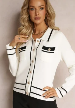 Biały Zapinany Kardigan z Wiskozy Muminah