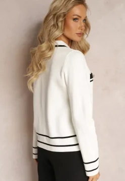 Biały Zapinany Kardigan z Wiskozy Muminah