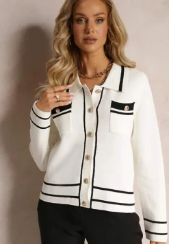 Biały Zapinany Kardigan z Wiskozy Muminah