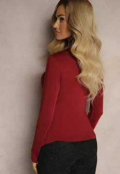 Bordowa Bluzka z Wycięciem Siss