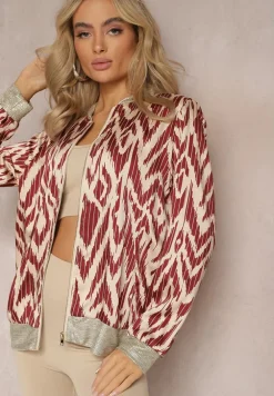 Bordowa Połyskująca Bluza typu Bomberka Zasuwana Niatas