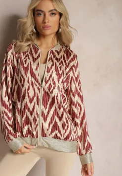 Bordowa Połyskująca Bluza typu Bomberka Zasuwana Niatas