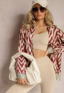 Bordowa Połyskująca Bluza typu Bomberka Zasuwana Niatas