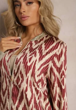 Bordowa Połyskująca Bluza typu Bomberka Zasuwana Niatas