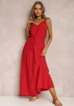 Bordowa Sukienka z Wiskozy Kena