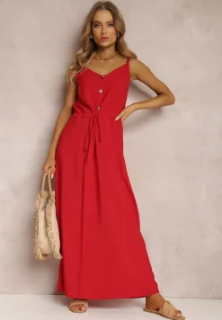 Bordowa Sukienka z Wiskozy Kena