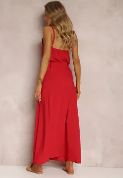 Bordowa Sukienka z Wiskozy Kena