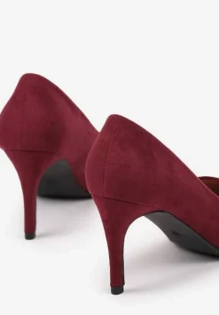 Bordowe Casualowe Czółenka na Szpilce z Wkładką ze Skóry Naturalnej Cleinae