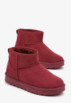Bordowe Casualowe Ocieplane Śniegowce na Płaskiej Podeszwie Emelunetta